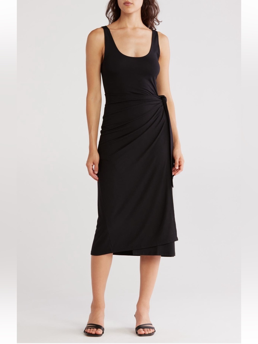 Vince Scoop Neck Wrap Tank Dress in Black Size Small NWT